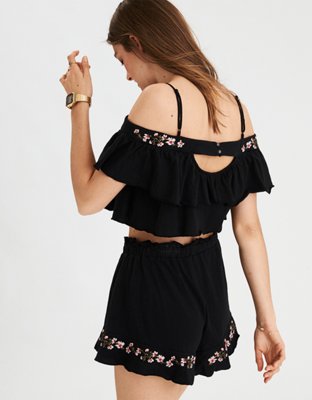 Женские топы American Eagle AE Embroidered Double Flounce Top — фото 2