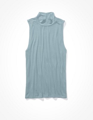BAE Mock Neck Slit Hem Tank Top And Pants Set