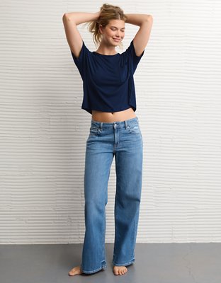 Женская футболка American Eagle AE Soft & Sexy Ribbed Pocket, цвет: Тёмный индиго — фото 5