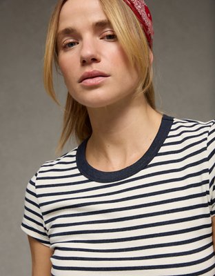 Женская футболка American Eagle AE Hey Baby Tee, цвет: Синий, вариант 1 — фото 6