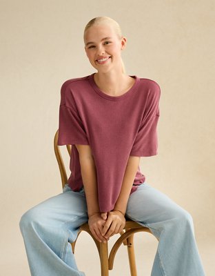 AE Soft & Sexy Waffle Crew Neck Tee | American Eagle
