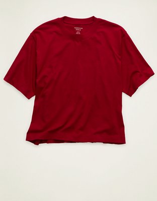 Женская футболка American Eagle AE Everyday Luxe Boxy, цвет: Ягодный — фото 3