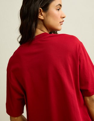 Женская футболка American Eagle AE Everyday Luxe Boxy, цвет: Ягодный — фото 2