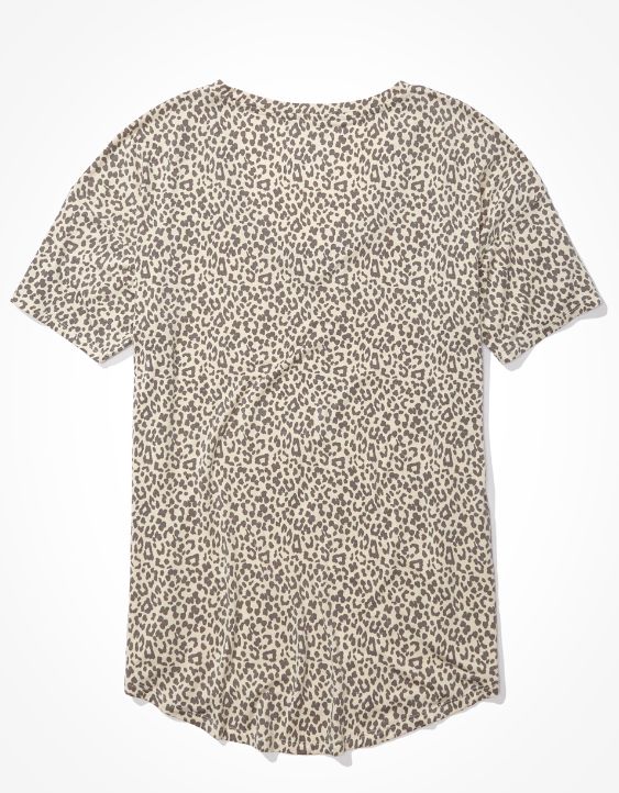 AE Oversized Soft & Sexy Leopard V-Neck T-Shirt