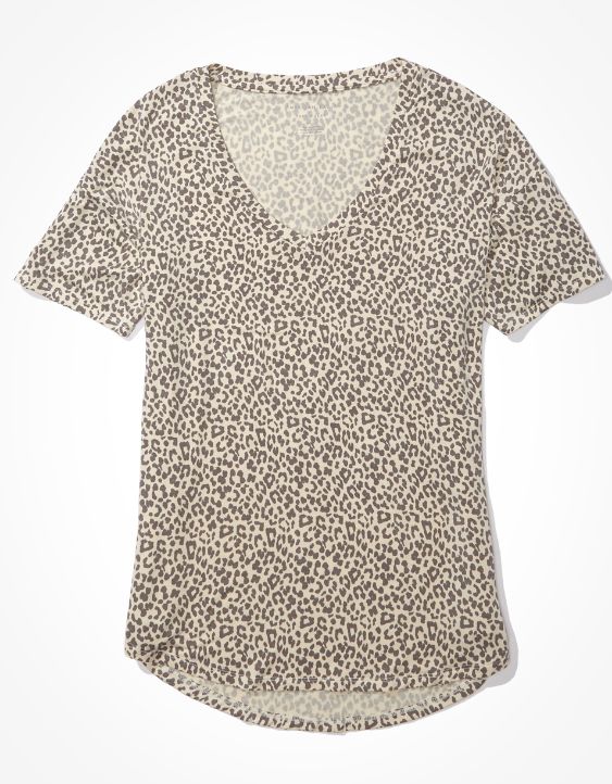 AE Oversized Soft & Sexy Leopard V-Neck T-Shirt