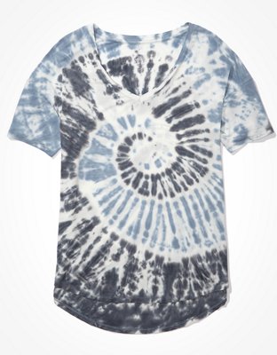 Женские футболки American Eagle AE Oversized Soft & Sexy Tie-Dye V-Neck T-Shirt — фото 3