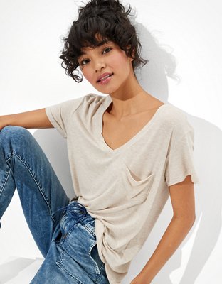 【AAKE】OVERSIZED POCKET WIDE PT AE Oversized Soft & Sexy V-Neck Pocket T-Shirt