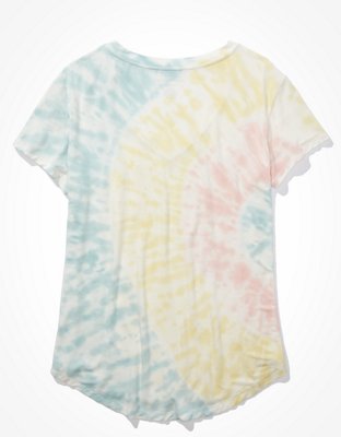 Женские футболки American Eagle AE Oversized Soft & Sexy Tie-Dye V-Neck Pocket T-Shirt — фото 4