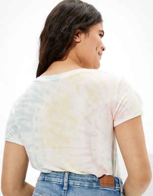 Женские футболки American Eagle AE Oversized Soft & Sexy Tie-Dye V-Neck Pocket T-Shirt — фото 2