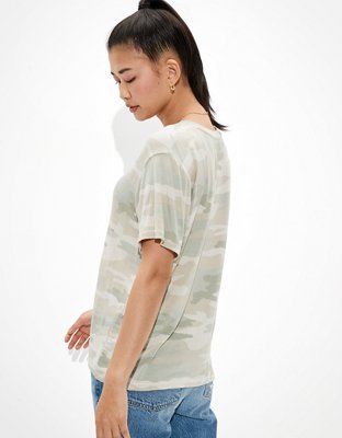 Женские футболки American Eagle AE Oversized Soft & Sexy Camo V-Neck T-Shirt — фото 2