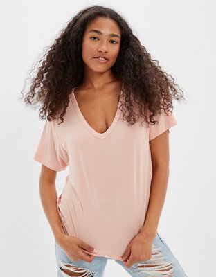 oversized v neck t shirt womens