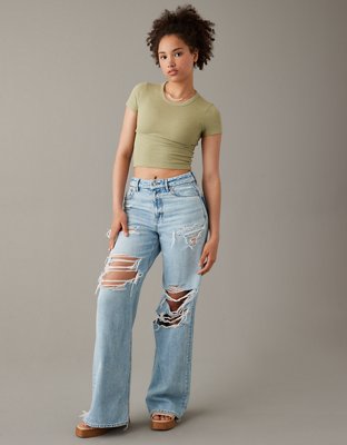 AE Cropped Hey Baby Henley Tee