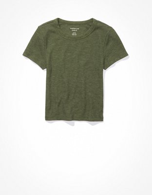 AE Cropped Hey Baby Waffle Tee