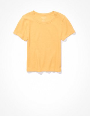 Женские футболки American Eagle AE Cropped Hey Baby Waffle Tee — фото 3