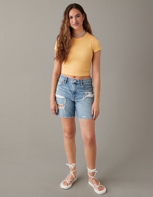 Женские футболки American Eagle AE Cropped Hey Baby Waffle Tee — фото 4