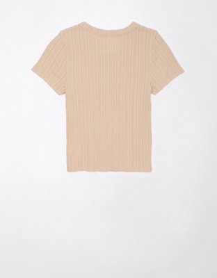 AE Cropped Pointelle Hey Baby Tee