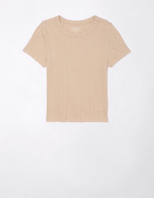 AE Cropped Pointelle Hey Baby Tee