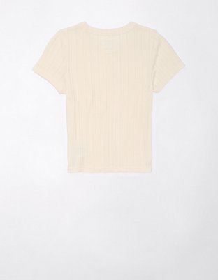 AE Cropped Pointelle Hey Baby Tee