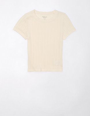 AE Cropped Pointelle Hey Baby Tee