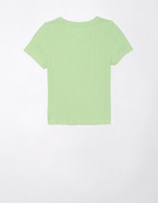 AE Cropped Pointelle Hey Baby Tee