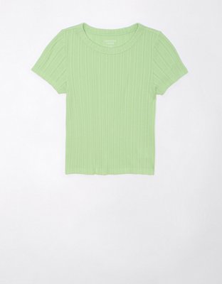 AE Cropped Pointelle Hey Baby Tee