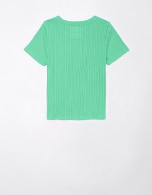 AE Cropped Pointelle Hey Baby Tee