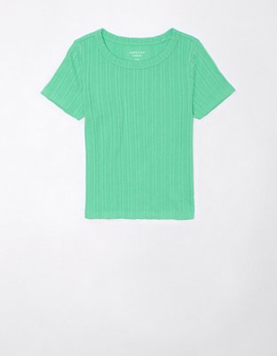 AE Cropped Pointelle Hey Baby Tee