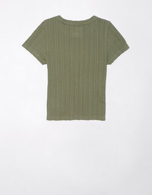 AE Cropped Pointelle Hey Baby Tee