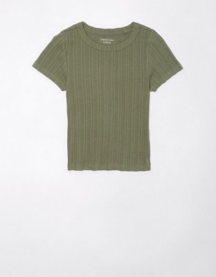 AE Cropped Pointelle Hey Baby Tee