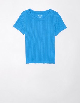 AE Cropped Pointelle-Knit Hey Baby Tee