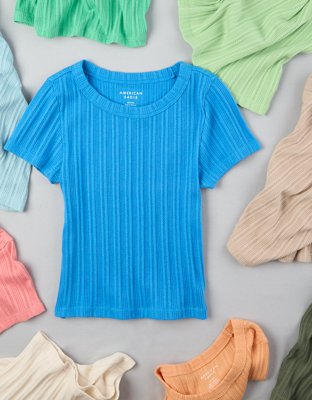 AE Cropped Pointelle Hey Baby Tee