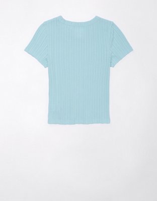 AE Cropped Pointelle Hey Baby Tee