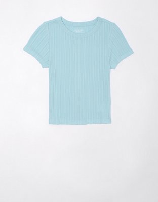 AE Cropped Pointelle Hey Baby Tee
