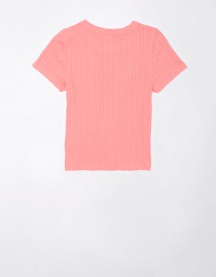 AE Cropped Pointelle Hey Baby Tee