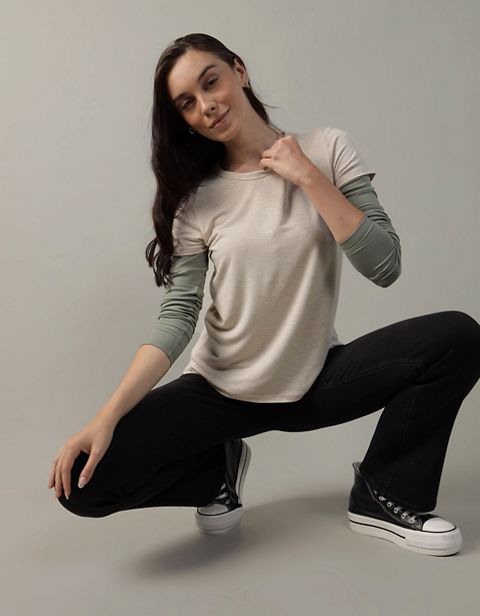 Женские футболки American Eagle AE Soft & Sexy Short-Sleeve Crew Neck Tee
