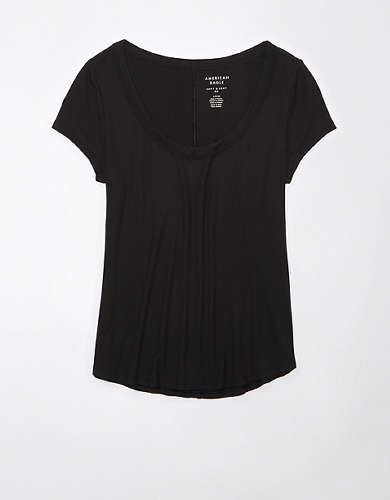 AE Soft & Sexy Short-Sleeve Scoop Neck Ribbed T-Shirt