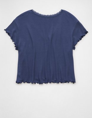AE Soft & Sexy V-Neck Cropped Waffle T-Shirt