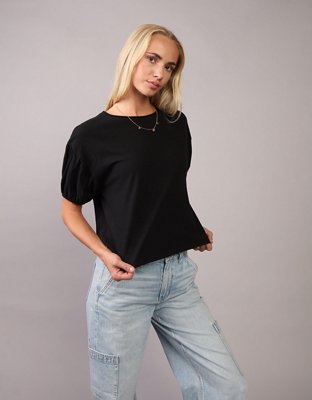 AE Playera relajada con mangas abombadas