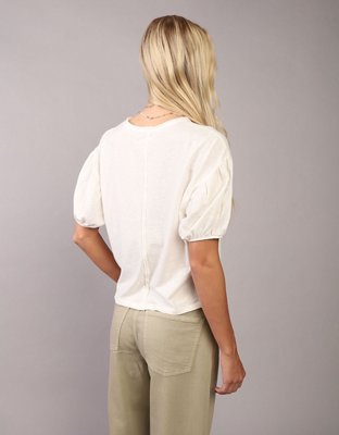 AE Playera relajada con mangas abombadas
