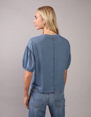 AE Playera relajada con mangas abombadas