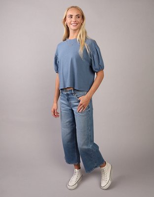 AE Playera relajada con mangas abombadas