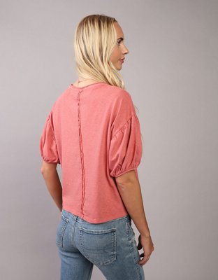 AE Playera relajada con mangas abombadas