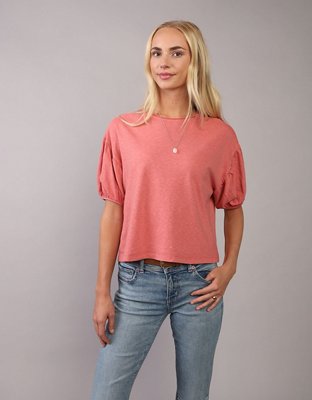AE Playera relajada con mangas abombadas