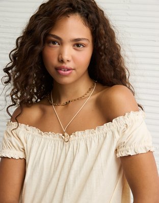 AE Sunchaser Knit Off The Shoulder Swing Top