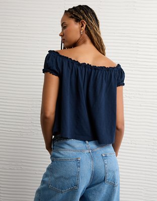 AE Sunchaser Knit Off The Shoulder Swing Top | American Eagle