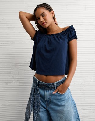 AE Sunchaser Knit Off The Shoulder Swing Top