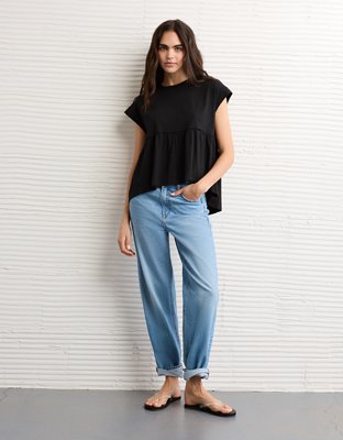 AE Sunchaser Knit Tie Back Babydoll T-Shirt