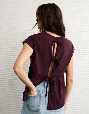 AE Sunchaser Knit Tie Back Babydoll T-Shirt