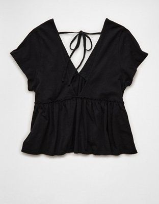 archive 美品 BILLVAN Swing Top Checker 刺繍 AE Sunchaser Knit Babydoll Swing T-Shirt | American Eagle