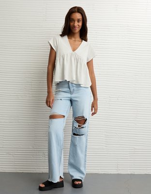 AE Sunchaser Knit Babydoll Swing T-Shirt | American Eagle